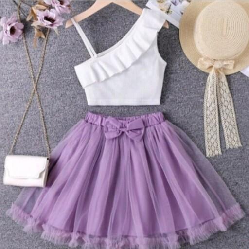 بلوز و دامن تور دخترانه شومیز مازراتی و دامن تور